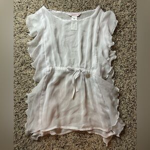 Tommy Bahama White Ruffled kids swim cover up, 6x